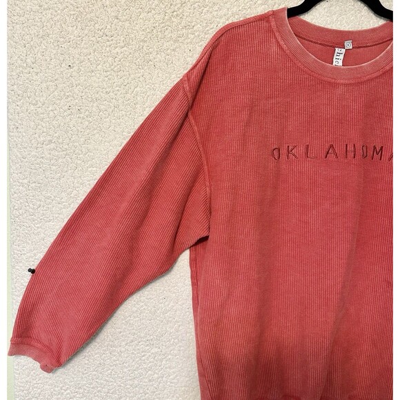 Chicka-d Ribbed Corded Crop Top Boxy‎ Pullover Red Oklahoma  Size S - Picture 4 of 14